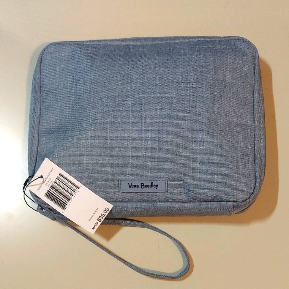 Vera Bradley Large Light Denim Blue Wristlet with Pouch for Wipes!